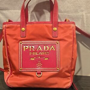 Prada Vibrant Orange and Pink Tote